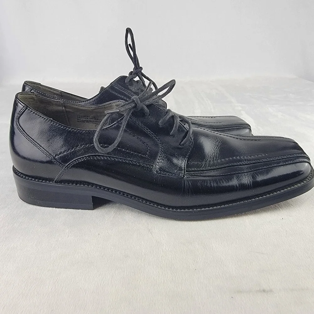 STACEY ADAMS Men's Dress Shoes Solid Black Leather 9M 23274-01 Lace Up Formal